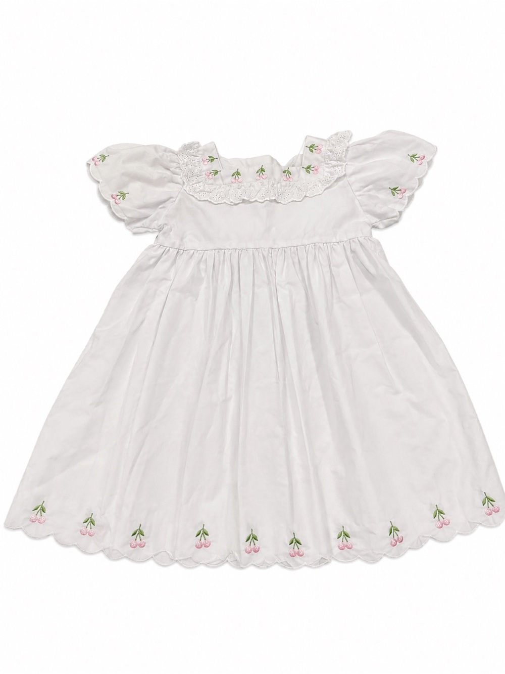 NWT The Oaks White Embroidered Scallop-Hem Formal Dress for Girls